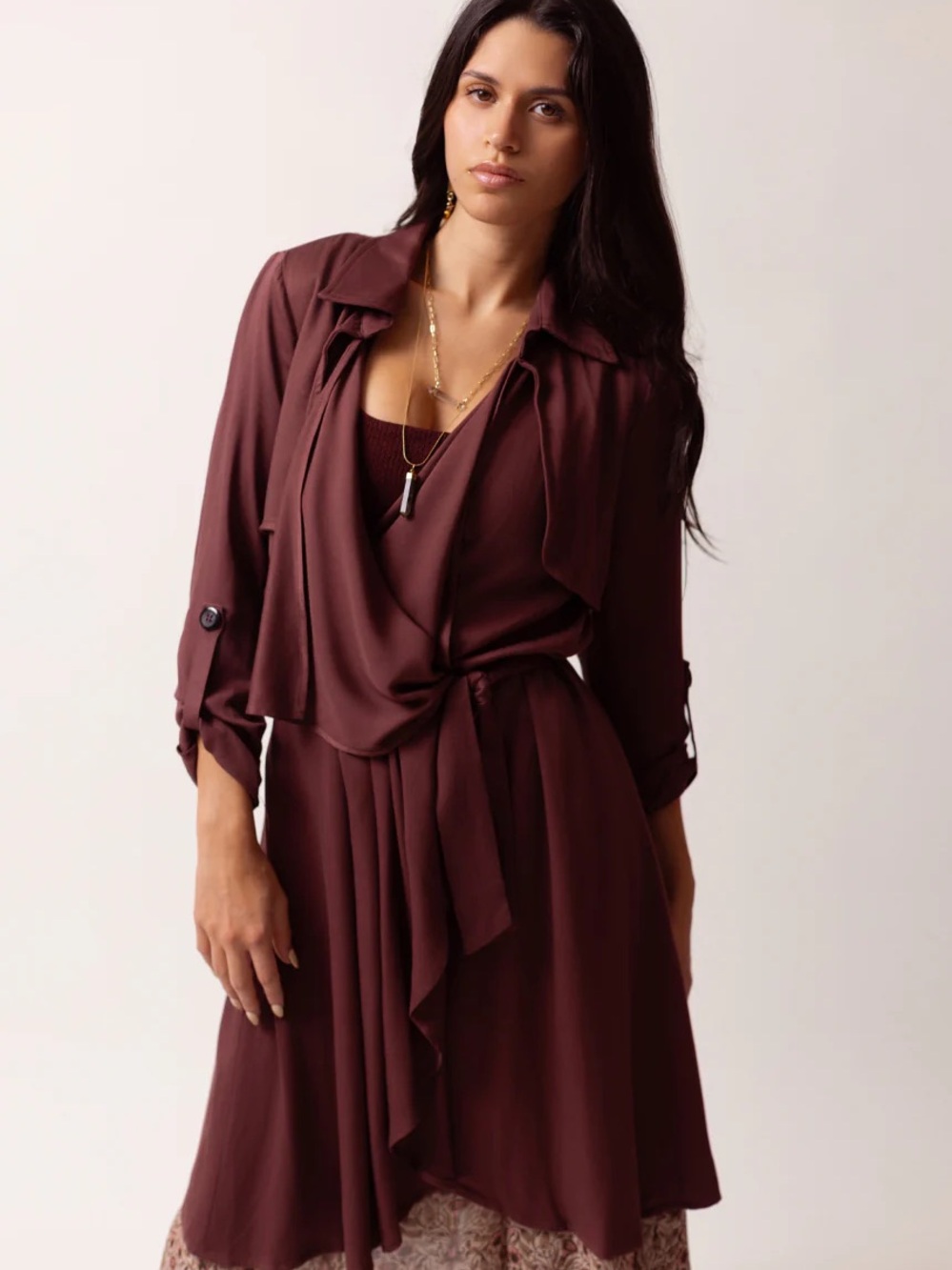 Joyfolie Winslet Duster in Magogany